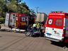 Motociclista fica ferido em colisão entre moto e caminhão no centro de SMO