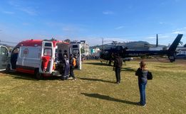Criança com quadro convulsivo é transferida de helicóptero de Caibi para Chapecó 