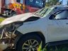 Caminhonete capota após colisão na SC 163 