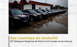 Polícia Civil da Regional de São Lourenço Do Oeste recebe novas viaturas