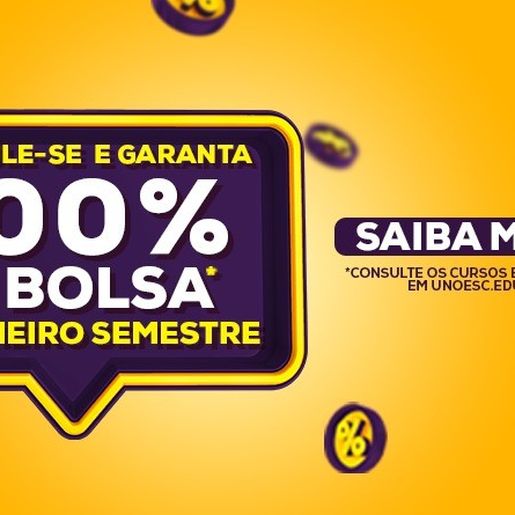 Unoesc oferece Bolsas de Estudo de 100% no 1º semestre para novos matriculados
