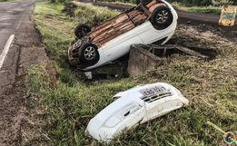 VÍDEO: Capotamento é registrado na BR-163 em São Miguel do Oeste