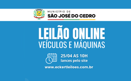 Leilão de veículos da prefeitura de São José do Cedro termina nesta sexta