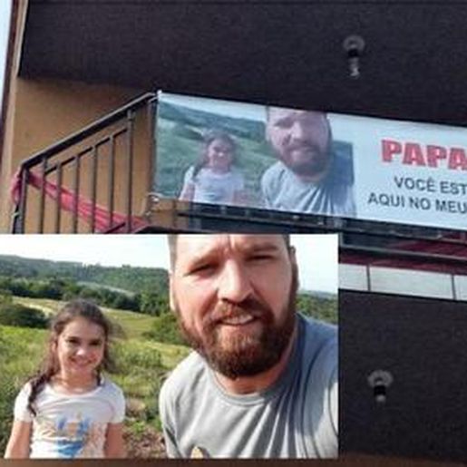 Pai morre em acidente e menina de 9 anos faz faixa para que ele 'veja do céu'