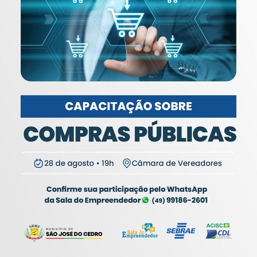 Sala do Empreendedor de São José do Cedro promove capacitação gratuita sobre compras públicas