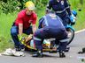 Colisão entre moto e caminhão deixa dois gravemente feridos entre SMOeste e Bandeirante 