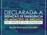 Município de Anchieta também declara situação de emergência em virtude da estiagem 