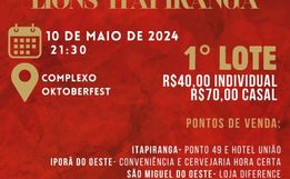 Lions Club de Itapiranga terá baile de comemoração dos 50 anos