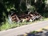 Caminhão fica sem freios e acaba capotando no interior