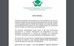 Um dos casos de Covid-19 em São Lourenço é de uma enfermeira do Hospital da Fundação 