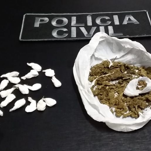 Rapaz é preso em flagrante por tráfico de drogas em Pinhalzinho