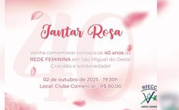 Rede Feminina de SMO anuncia palestra e jantar pelos 40 anos da entidade