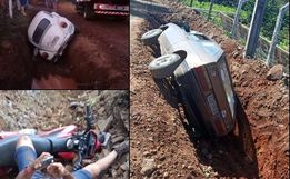 Secretário municipal sofre acidente em local com obra pouco sinalizada