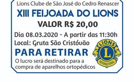 Lions Clube Renascer de SJCedro promove feijoada beneficente