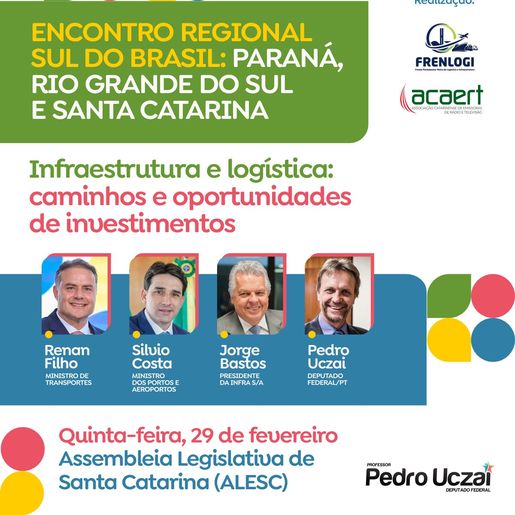 Infraestrutura e logística de transportes serão temas de encontro na Alesc