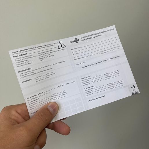 Cartão de acompanhamento é essencial para monitorar casos de dengue em SMO 