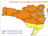 Temporais e chuva intensa devem atingir SC nesta quinta e há risco de alagamentos