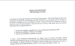 A PEDIDO: PSD publica edital de convenção partidária em SMO