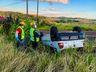 Ocupantes abandonam veículo após capotamento na SC-492 em Bandeirante 