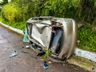 Capotamento deixa homem ferido na BR-282 em São Miguel do Oeste; vídeo