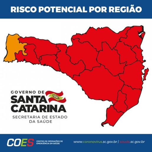 Extremo Oeste é a única região em Laranja no mapa da Covid-19 em SC