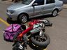 Colisão entre carro e moto deixa um ferido no centro de SMOeste