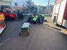 Colisão entre picape e moto deixa homem ferido no centro de SMOeste 