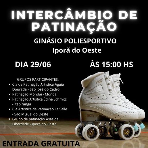 Intercâmbio de Patinação acontece neste sábado em Iporã do Oeste 