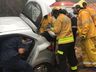 Acidente na BR-282 deixa motorista com fraturas e preso nas ferragens