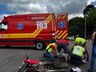 Motociclista sofre suspeita de fratura em acidente no centro de SMOeste 