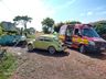 Homem fica ferido em colisão entre Fusca e motocicleta