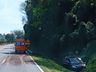 Dois jovens ficam feridos em saída de pista na BR-158, em Cunha Porã