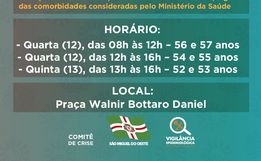 Pessoas com comorbidades entre 52 e 57 anos estão sendo vacinadas em SMOeste