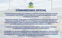 Prefeitura de Anchieta se pronuncia após ataque a carro do prefeito