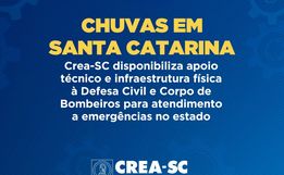 Crea-SC disponibiliza apoio técnico e infraestrutura física à Defesa Civil