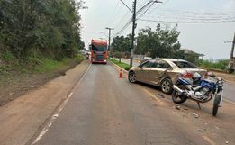 Motociclista sofre ferimentos em colisão lateral na Avenida Porto Feliz, em Mondaí