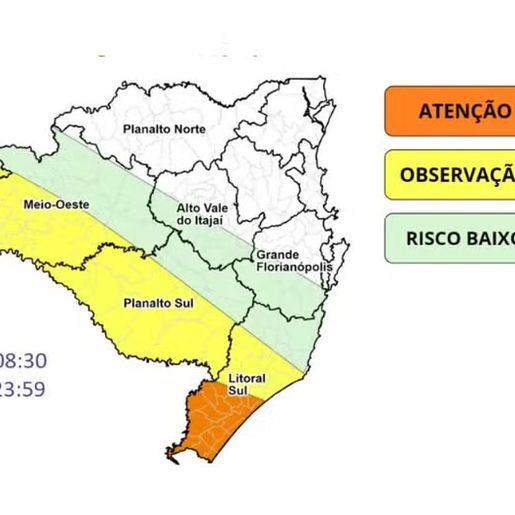 Oeste de SC entra em alerta para chuvas volumosas