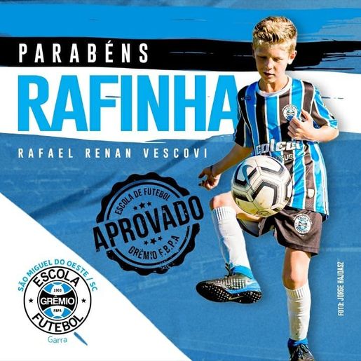 Atleta da escola do Grêmio de São Miguel do Oeste é aprovado em teste do clube Gaúcho