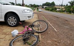 Colisão entre bicicleta e carro deixa ciclista ferida em Iporã do Oeste