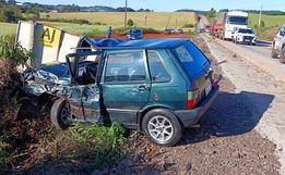 Homem fica ferido em colisão frontal na BR-163