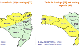 Defesa Civil emite alerta para temporais e chuva intensa em SC