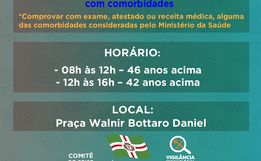 Pessoas com comorbidades acima de 40 anos serão vacinadas nesta sexta-feira 