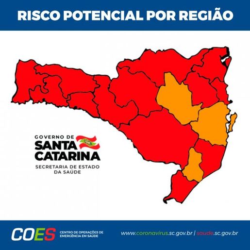 Após uma semana, região Extremo Oeste volta ao vermelho no mapa da Covid-19