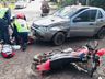 Colisão entre carro e moto deixa homem ferido no centro de São João do Oeste