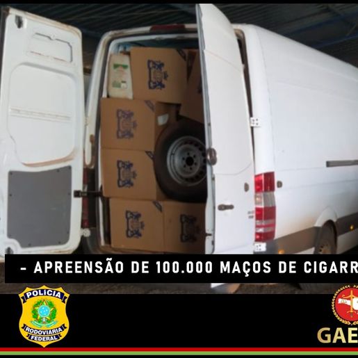 PRF e GAECO de SC aprendem cerca de 100 mil maços de cigarros 