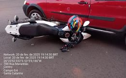 Colisão entre carro e moto deixa homem ferido em Campo Erê 