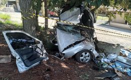Motorista colide veículo em árvore após tentar fugir de abordagem policial