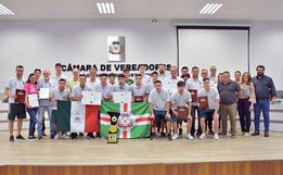 Vereadores prestam homenagem ao Joni Gool/São Miguel Futsal por conquista nacional