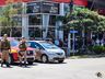 Bombeiros trabalham no rescaldo do incêndio no Super Vipi Center