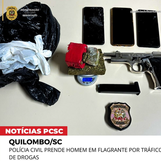Homem é preso em flagrante por tráfico de droga em Quilombo